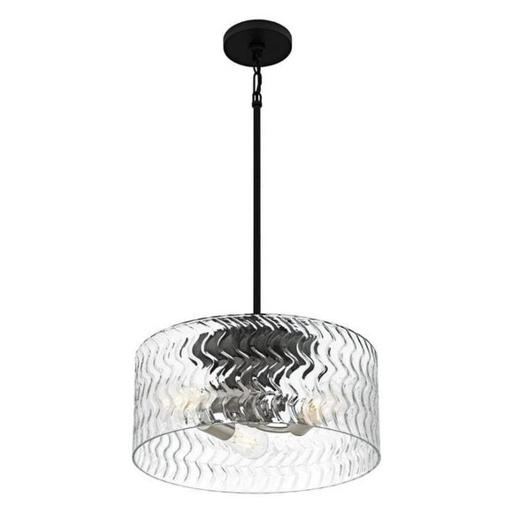 Elara 3-Light Matte Black and Brushed Nickel Pendant Light with Clear Glass - Picture 2 of 5